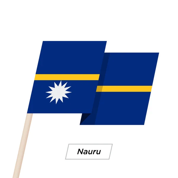 Nauru nastro sventola bandiera isolata su bianco. Illustrazione vettoriale . — Vettoriale Stock