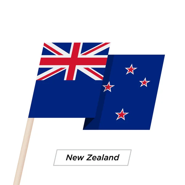 Yeni Zelanda şerit üzerinde beyaz izole bayrak sallıyor. Vektör çizim. — Stok Vektör