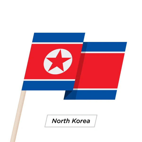 Nordkoreas Fahne auf weißem Band geschwenkt. Vektorillustration. — Stockvektor