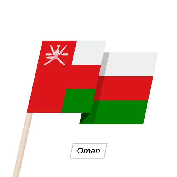 Oman Ribbon melambaikan Bendera Terisolasi di Putih. Ilustrasi Vektor . - Stok Vektor