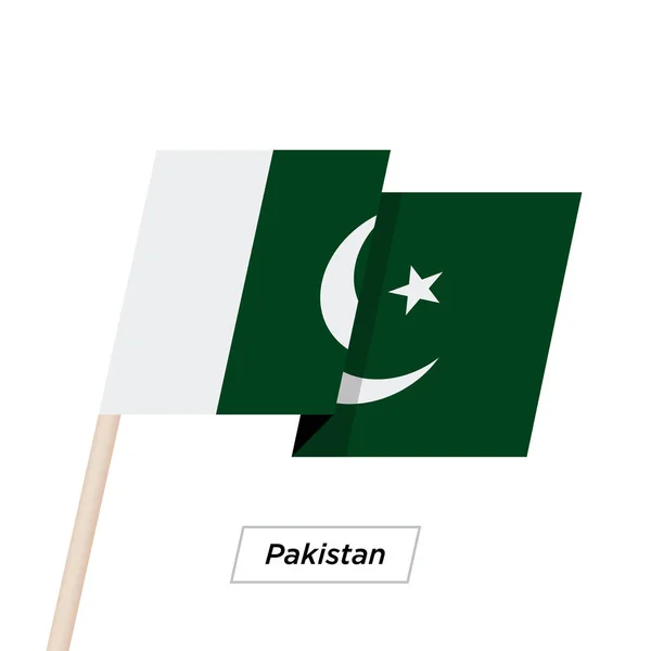 Pakistan wstążki macha flagą biały na białym tle na. Ilustracja wektorowa. — Wektor stockowy