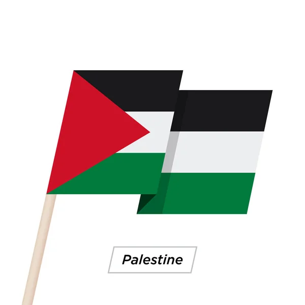 Palestine şerit sallayarak üzerinde izole beyaz bayrak. Vektör çizim. — Stok Vektör