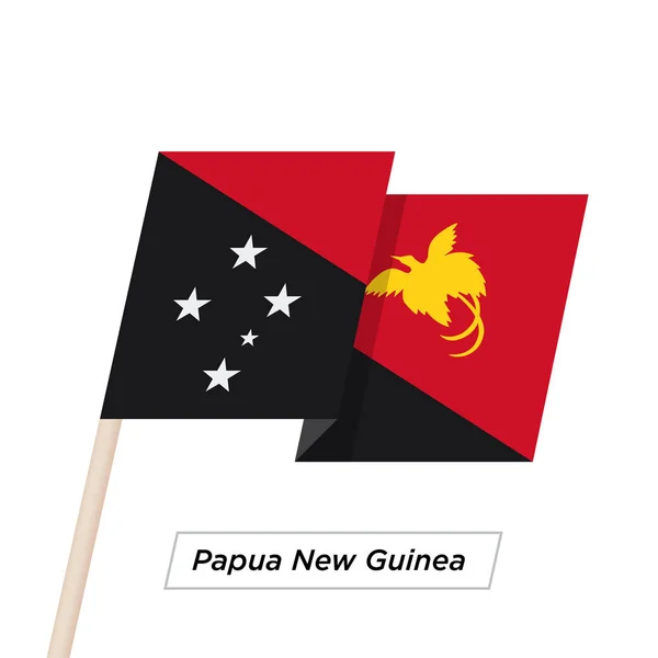 Лента Папуа - Новая Гвинея, размахивающая флагом на белом. Векторная миграция . — стоковый вектор