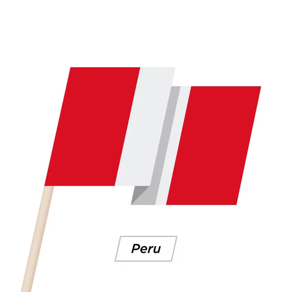 秘鲁丝带挥舞着旗子孤立上白色。矢量图. — 图库矢量图片