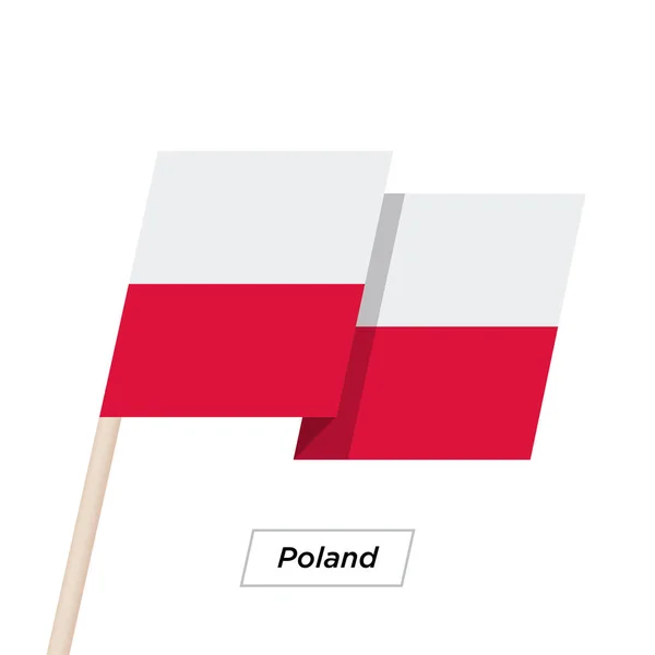 Polska wstążki macha flagą biały na białym tle na. Ilustracja wektorowa. — Wektor stockowy
