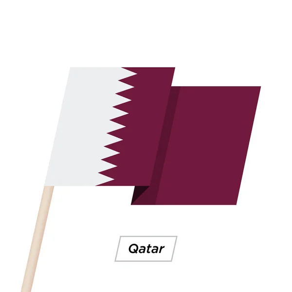 Qatar Ribbon Waving Flag Isolated on White. Vector Illustration. — Stock Vector