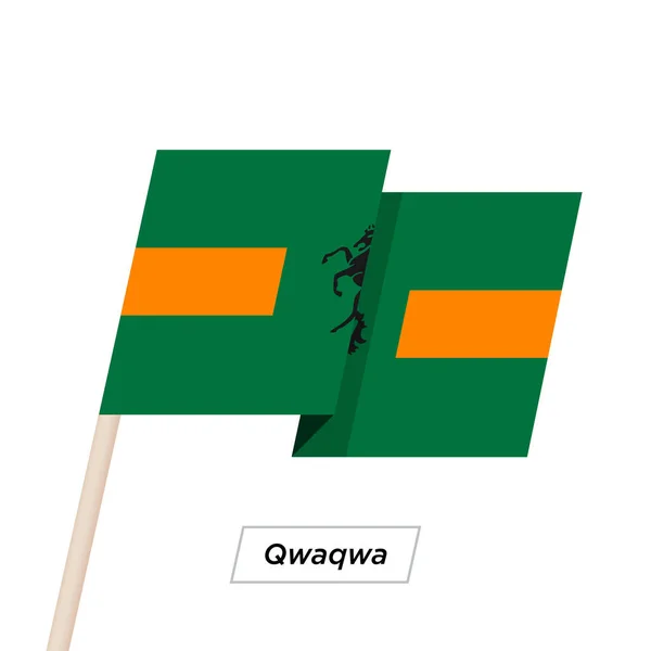 Qwaqwa リボン白で隔離の旗を振っています。ベクトル図. — ストックベクタ