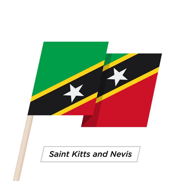 Saint Kitts ve Nevis şerit üzerinde beyaz izole bayrak sallıyor. Vektör çizim. — Stok Vektör