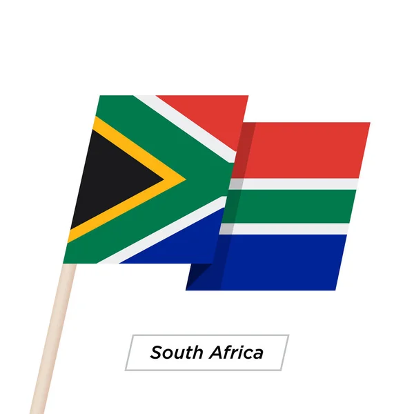 Güney Afrika şerit üzerinde beyaz izole bayrak sallıyor. Vektör çizim. — Stok Vektör