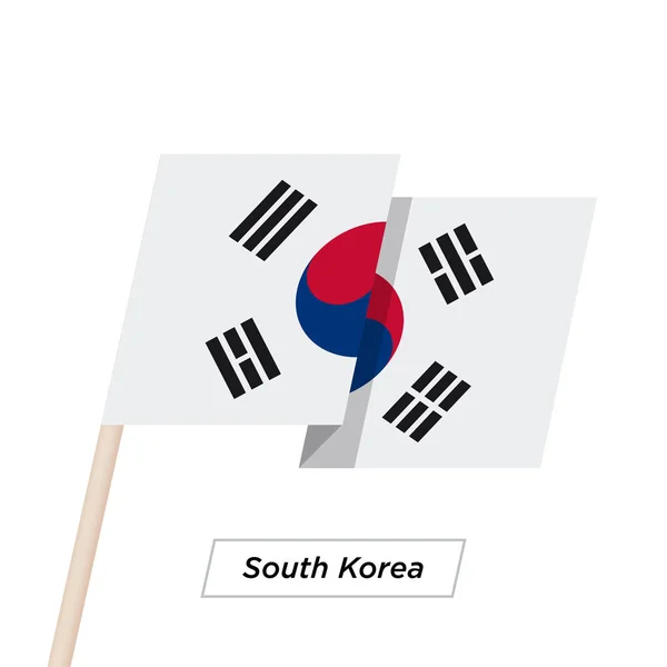 Bandiera sventolante del nastro della Corea del Sud isolata su White. Illustrazione vettoriale . — Vettoriale Stock