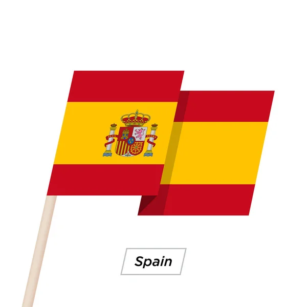 Spanien schwenkt die Flagge vereinzelt auf weiß. Vektorillustration. — Stockvektor