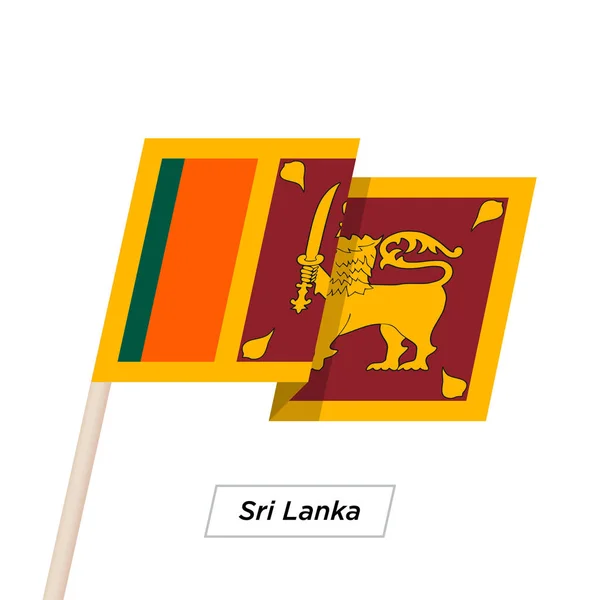 Bandeira de Onda de Fita do Sri Lanka Isolada em Branco. Ilustração vetorial . — Vetor de Stock
