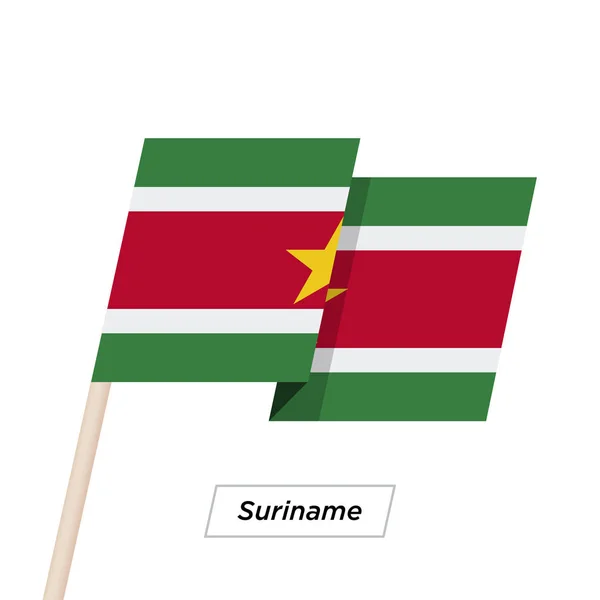 Suriname fita acenando bandeira isolada no branco. Ilustração vetorial . — Vetor de Stock