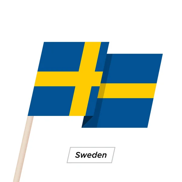 İsveç şerit sallayarak üzerinde izole beyaz bayrak. Vektör çizim. — Stok Vektör