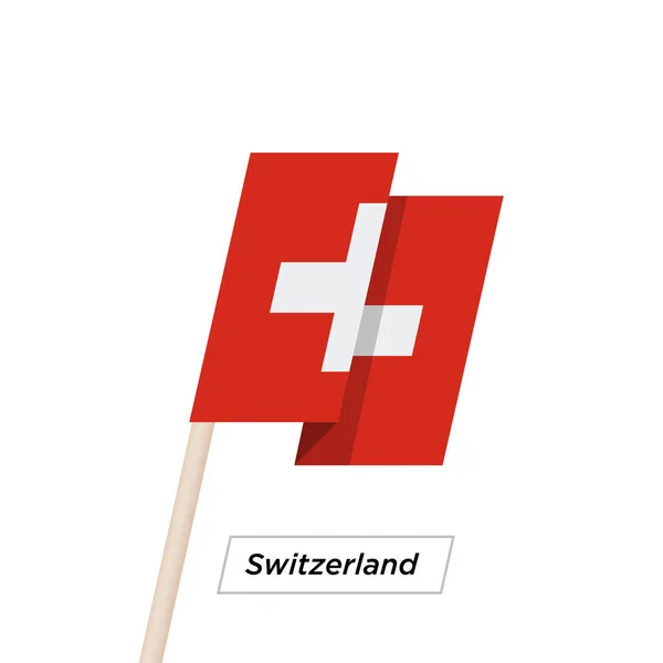 Switzeland Bandiera Ondeggiante a Nastro Isolata su Bianco. Illustrazione vettoriale . — Vettoriale Stock