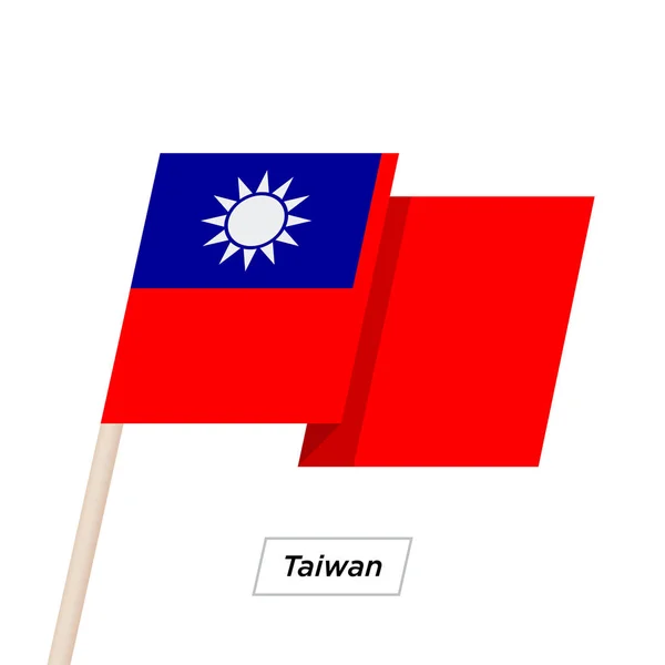 Bandera de la cinta de Taiwán ondeando aislada en blanco. Ilustración vectorial . — Vector de stock