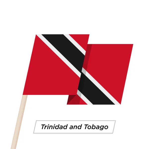 Trinidad ve Tobago şerit üzerinde beyaz izole bayrak sallıyor. Vektör çizim. — Stok Vektör