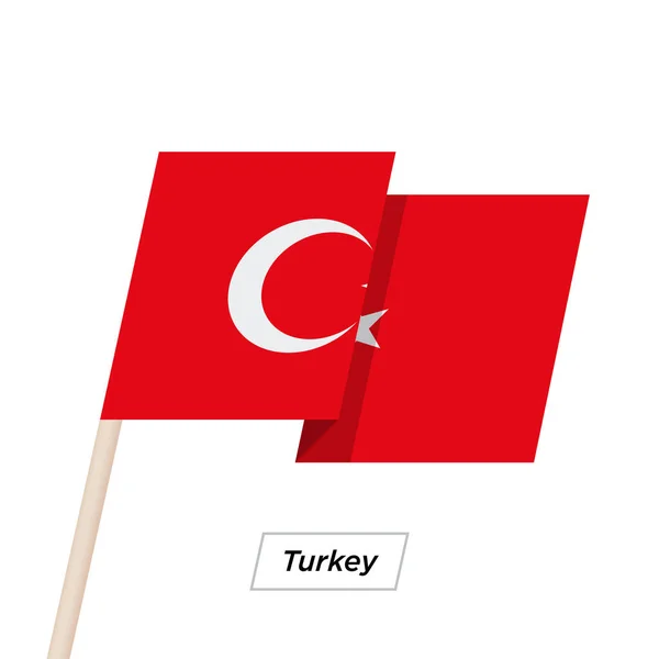 Turcja wstążki macha flagą biały na białym tle na. Ilustracja wektorowa. — Wektor stockowy