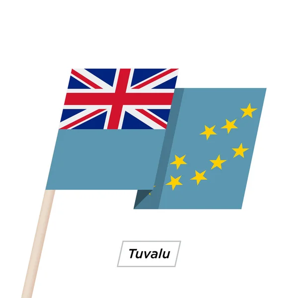 Tuvalu lint zwaaien vlag geïsoleerd op wit. Vectorillustratie. — Stockvector
