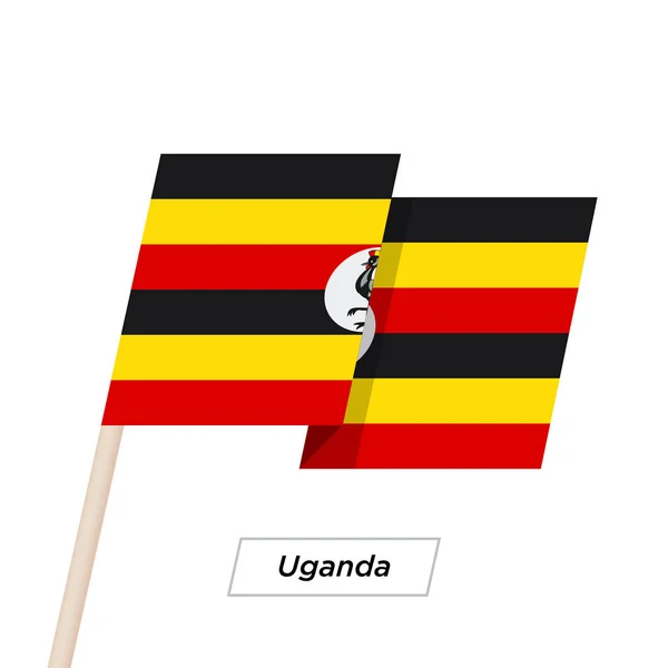 Ουγκάντα κορδέλα κυματίζει σημαία απομονωμένα σε λευκό. Εικονογράφηση διάνυσμα. — Διανυσματικό Αρχείο