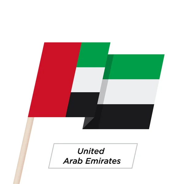 Birleşik Arap Emirlikleri şerit üzerinde beyaz izole bayrak sallıyor. Vektör çizim. — Stok Vektör