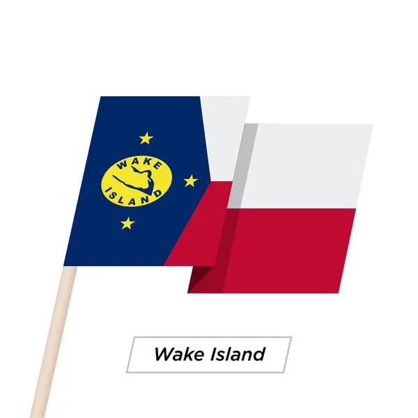 ウェーク島リボン白で隔離の旗を振っています。ベクトル図. — ストックベクタ