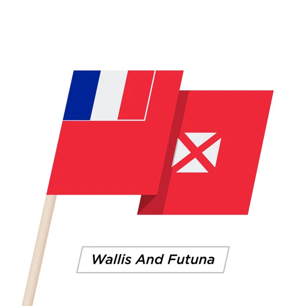 Wallis y Futuna Ribbon ondeando la bandera aislada en blanco. Ilustración vectorial . — Archivo Imágenes Vectoriales