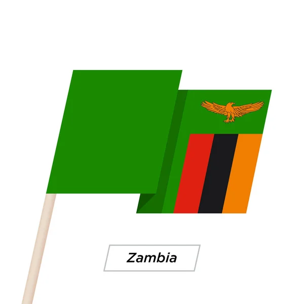 Zambia lint zwaaien vlag geïsoleerd op wit. Vectorillustratie. — Stockvector