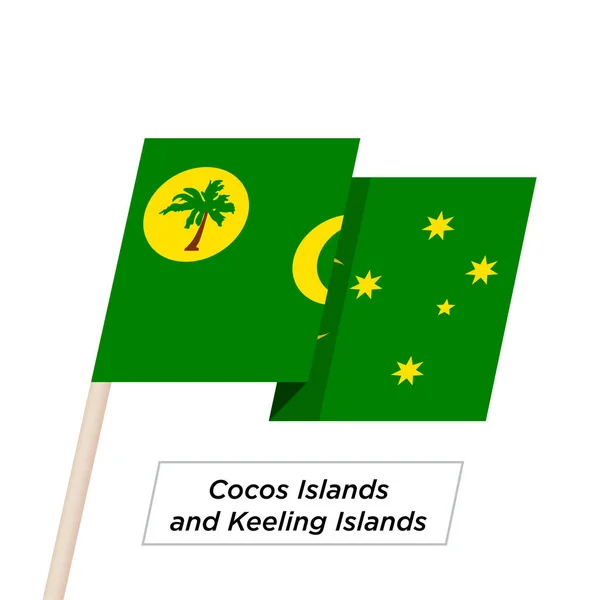 Cocos Eilanden en Keelingeilanden lint wuivende vlag geïsoleerd op wit. Vectorillustratie. — Stockvector