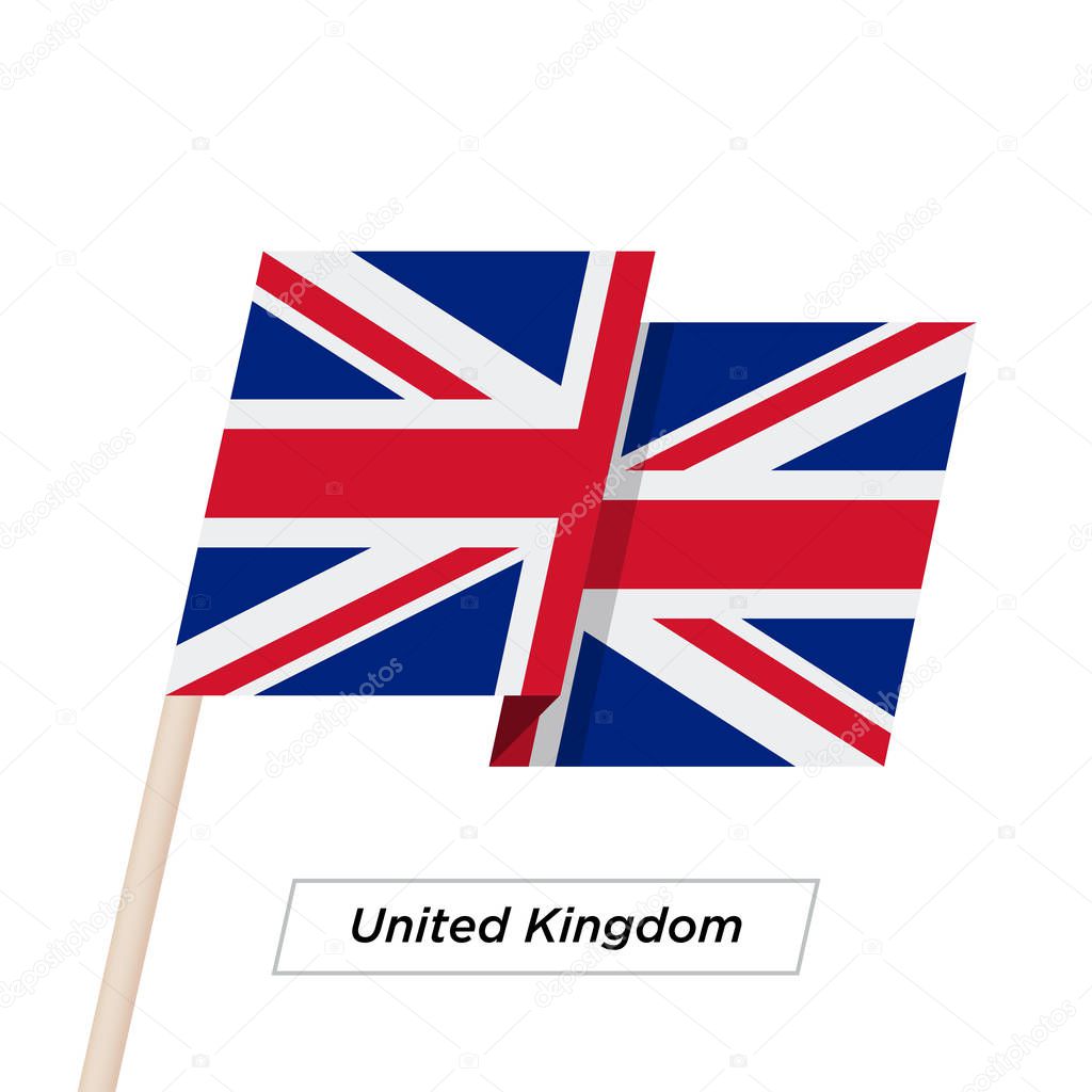 United Kingdom Ribbon Waving Flag Isolated on White. Vector Illustration.
