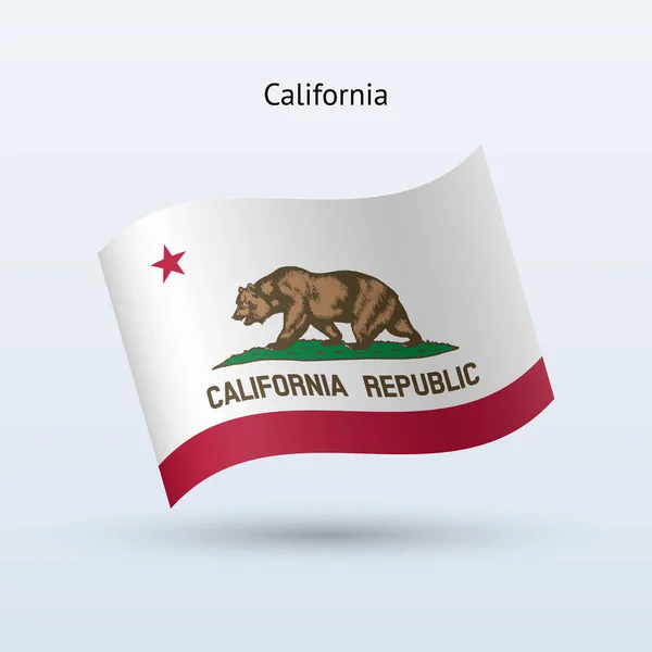 Forma de ondear la bandera del estado de California. Ilustración vectorial . — Vector de stock