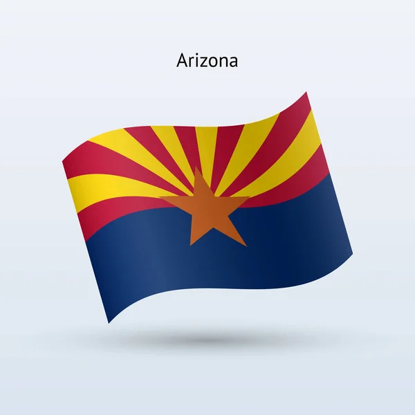 Forma de ondear la bandera del estado de Arizona. Ilustración vectorial . — Vector de stock