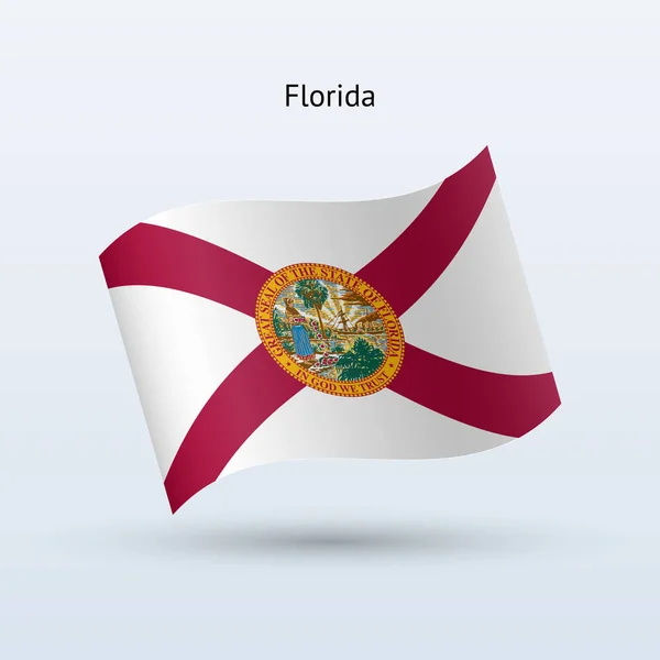 Estado da Flórida forma de acenar bandeira. Ilustração vetorial . — Vetor de Stock