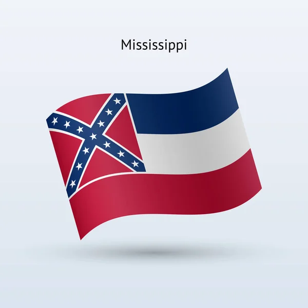 Mississippi eyaleti bayrak sallayarak formu. Vektör çizim. — Stok Vektör