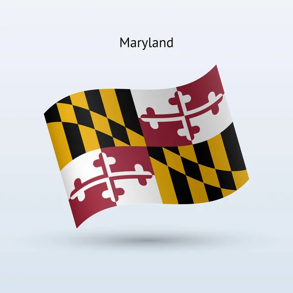State of Maryland flag waving form. Vector illustration. — Stock Vector