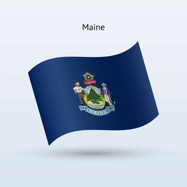 State of Maine flag waving form. Vector illustration. — Stock Vector