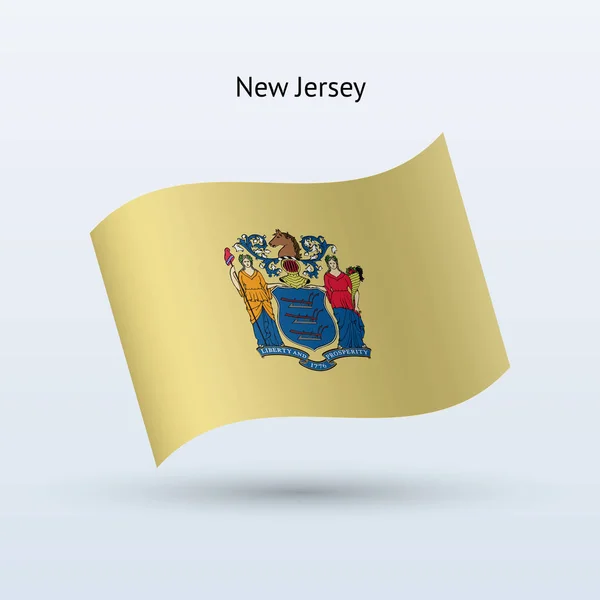 Delstaten New Jersey flagga vajande form. Vektorillustration. — Stock vektor