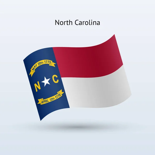 Stato della Carolina del Nord bandiera sventola forma . — Vettoriale Stock