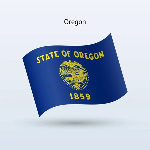 Forma de acenar bandeira do estado do Oregon. Ilustração vetorial . —  Vetores de Stock