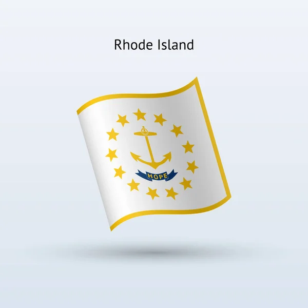 State of Rhode Island flagga vajande form. — Stock vektor