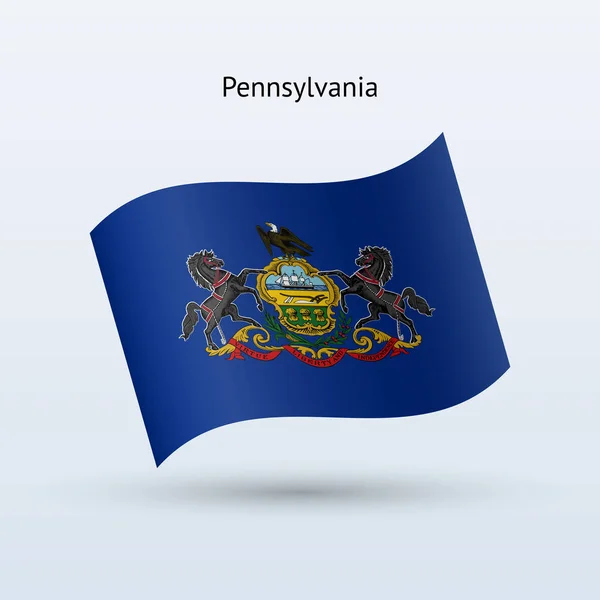 Delstaten Pennsylvania flagga vajande form. — Stock vektor