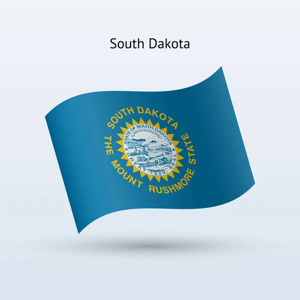 Forma de ondear la bandera del estado de Dakota del Sur . — Vector de stock