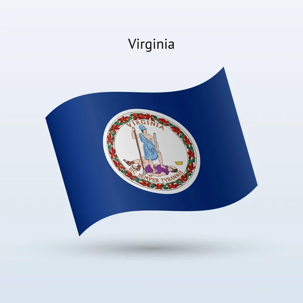 Delstaten Virginia flagga vajande form. Vektorillustration. — Stock vektor