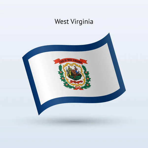 Delstaten West Virginia flagga vajande form. — Stock vektor