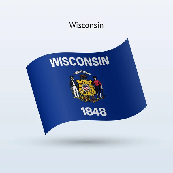 Drapeau de l'État du Wisconsin agitant forme. Illustration vectorielle . — Image vectorielle