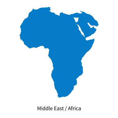 Orta Doğu ve Afrika bölgesi ayrıntılı vektör harita