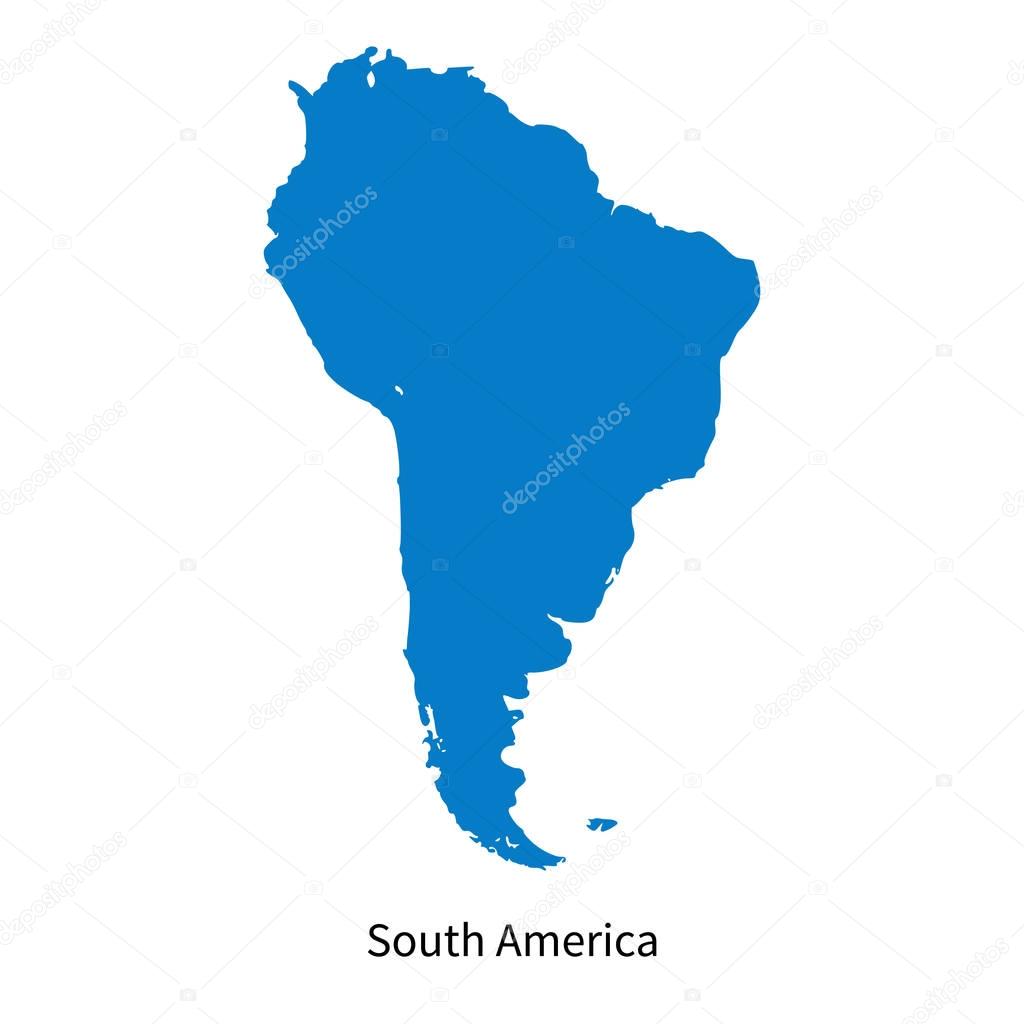 Detailed vector map of South America Region