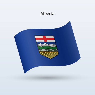 Alberta Kanada eyaleti bayrak sallayarak formu. Vektör çizim.