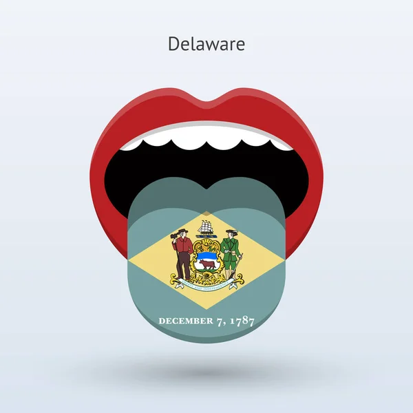 Voto electoral de Delaware. Boca abstracta . — Vector de stock