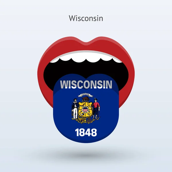 Voto eleitoral de Wisconsin. Boca abstracta . — Vetor de Stock